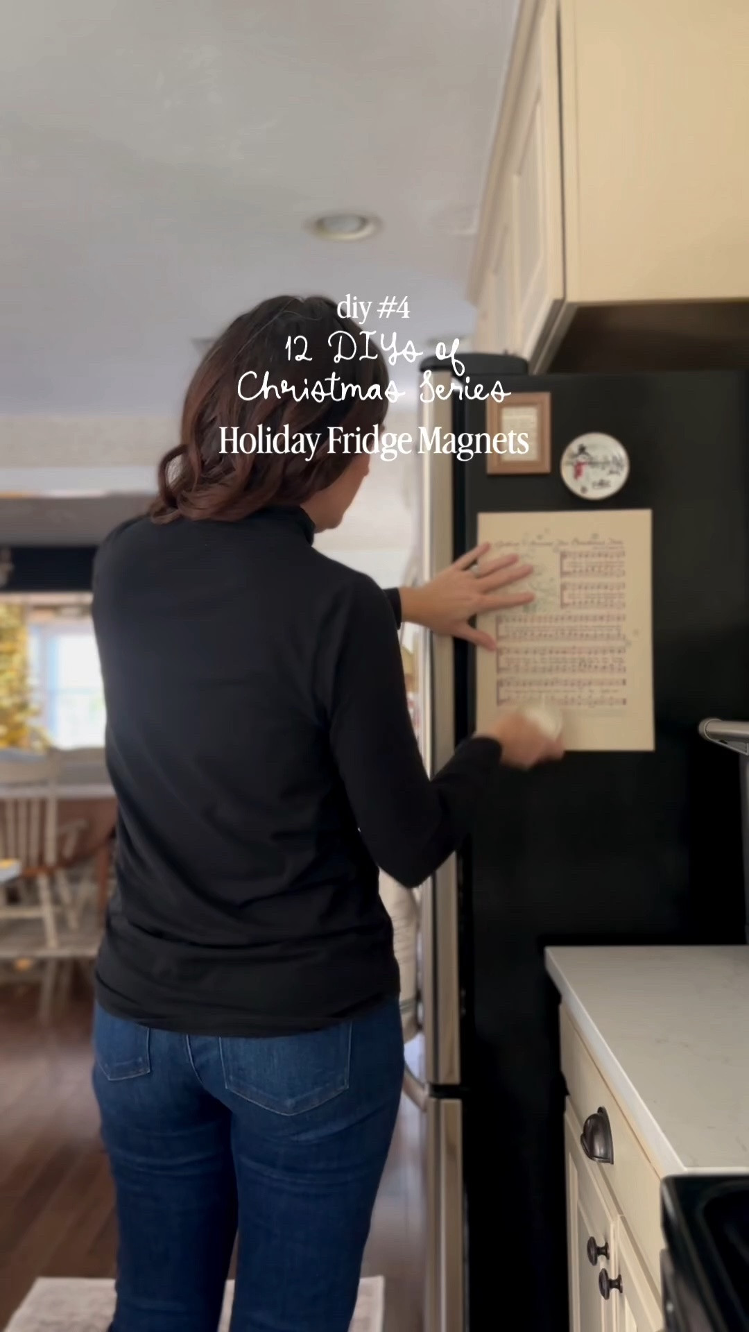 The supplies you’ll need to make Christmas fridge magnets.