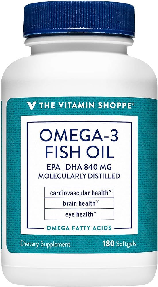 The Vitamin Shoppe Omega 3 Fish Oil 1100mg, EPA 600mg & DHA 240mg, Purity Assured, Molecularly Di... | Amazon (US)