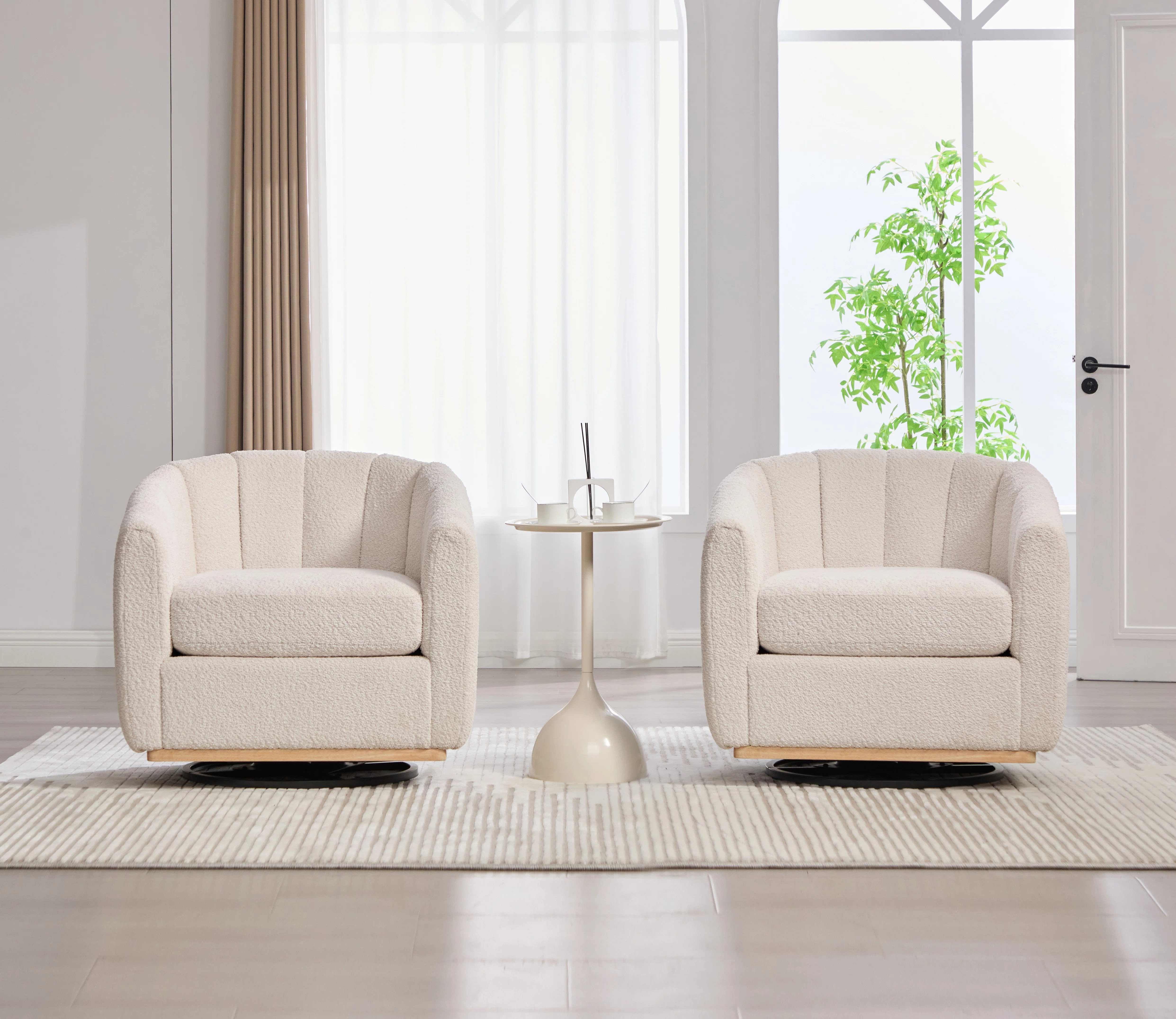 32.25" W Upholstered Swivel Barrel Chair (Set of 2) | Wayfair North America