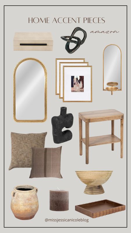 Amazon home decor, throw pillows, wooden side table, gold vintage style mirror, gallery wall frames, shelf styling, coffee table decor 

#LTKhome #LTKfindsunder100 #LTKfindsunder50