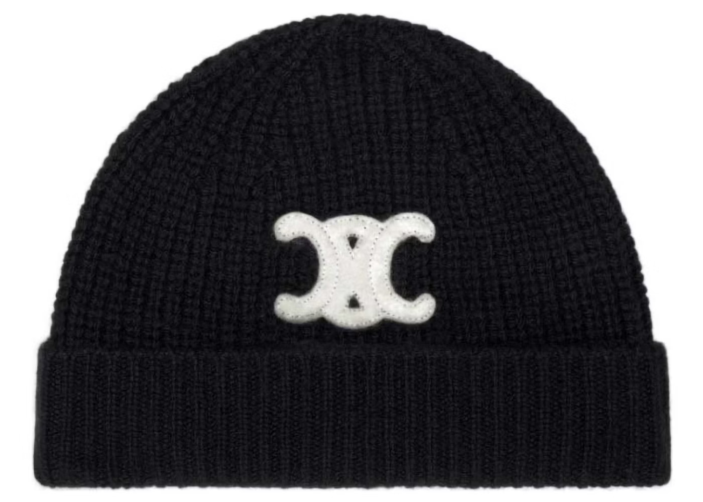 Women's Celine Cashmere Embroidered Triomphe Beanie in Black | StockX