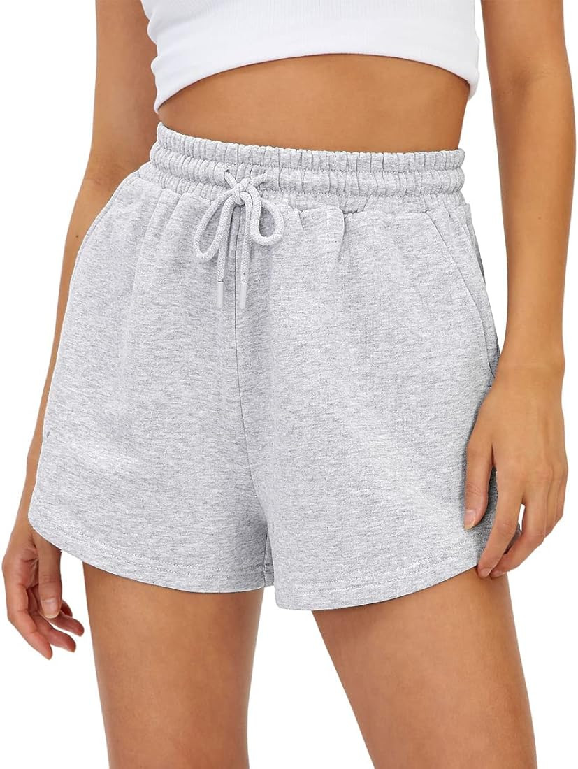 AUTOMET Womens Sweat Shorts Casual Summer Athletic Shorts Elastic Comfy Shorts High Waist Shorts ... | Amazon (US)