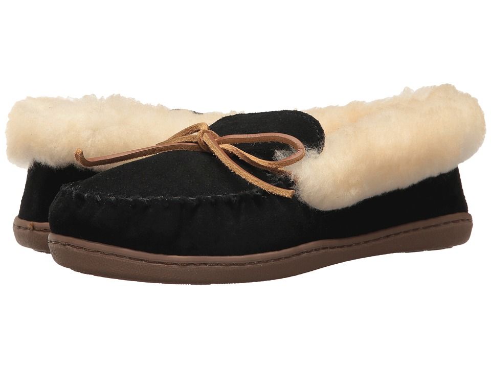 Minnetonka - Alpine Sheepskin Moc (Black) Women's Moccasin Shoes | Zappos