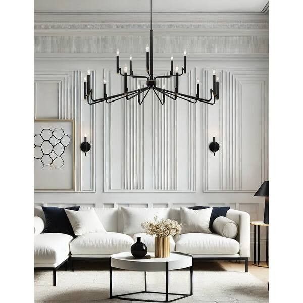 Justice Design Bedford Chandelier - Matte Black with Brass Accents - 48" | Bed Bath & Beyond