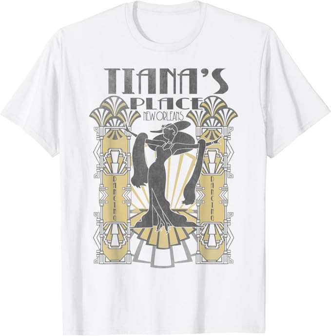 Disney Princess And The Frog Tiana's Place Art Deco Poster T-Shirt | Amazon (US)