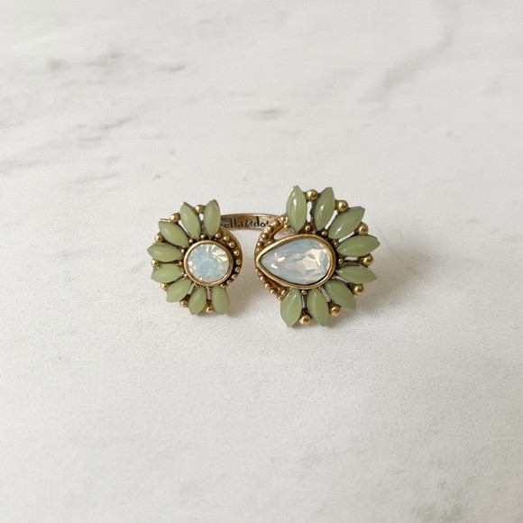 Stella & Dot Green Zinnia Adjustable Art Deco Flower Ring 7-9 | Poshmark