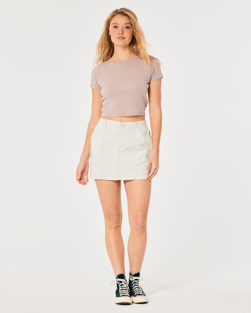 High-Rise Poplin Cargo Mini Skirt | Hollister (US)