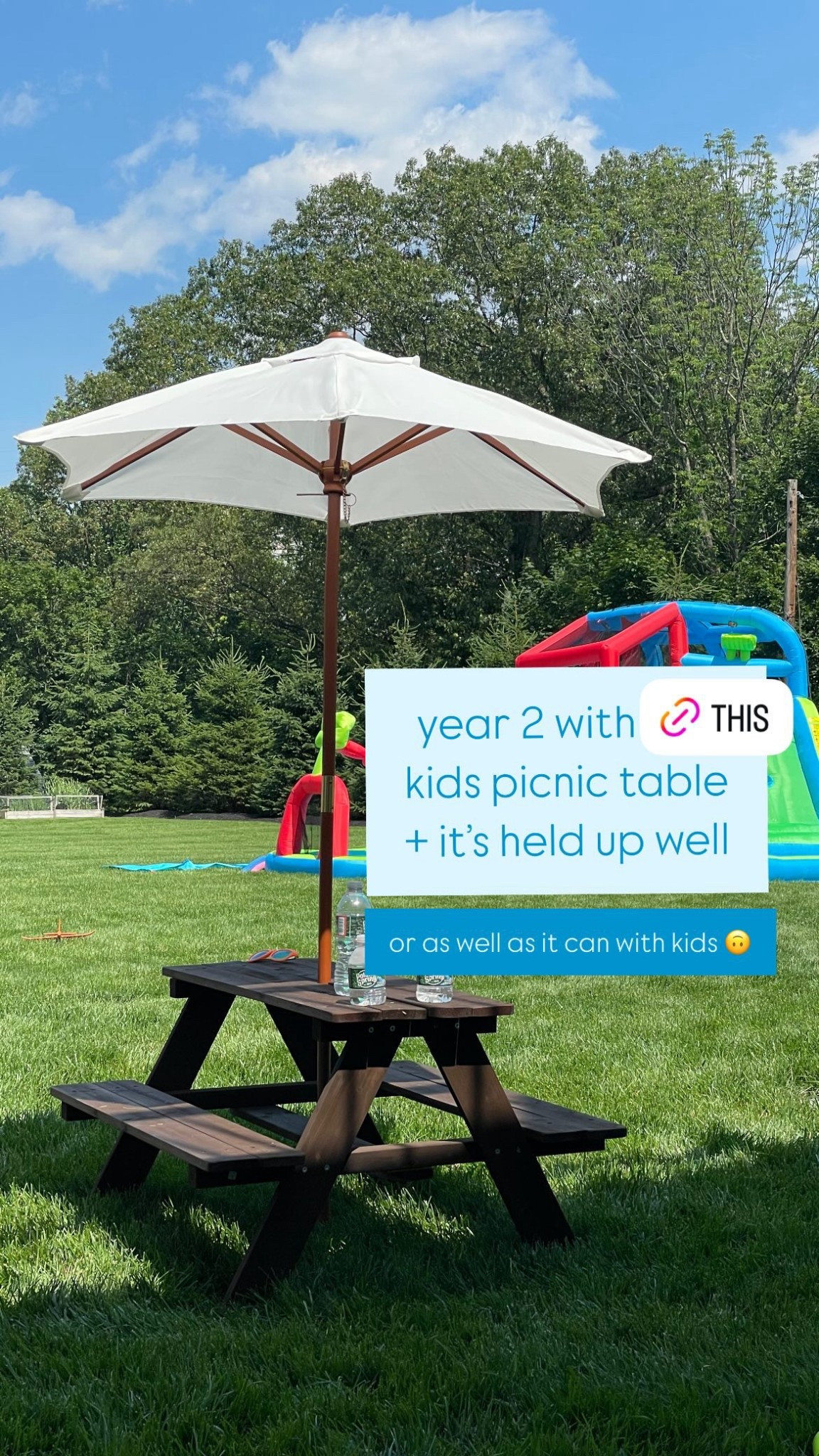 cannot beat the price of this kids table for the yard - going on 2 years + it’s held up so well! 👯‍♀️🍴

kids yard accessories//kids table//backyard table//picnic table for kids//backyard must have//patio table for kids

#LTKSeasonal #LTKKids #LTKHome