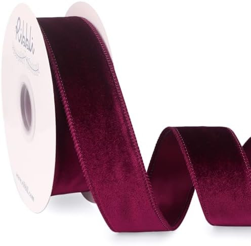 Ribbli Burgundy Velvet Wired Ribbon 1.5 Inch Velvet with Satin Christmas Ribbon for Gift Wrapping... | Amazon (US)