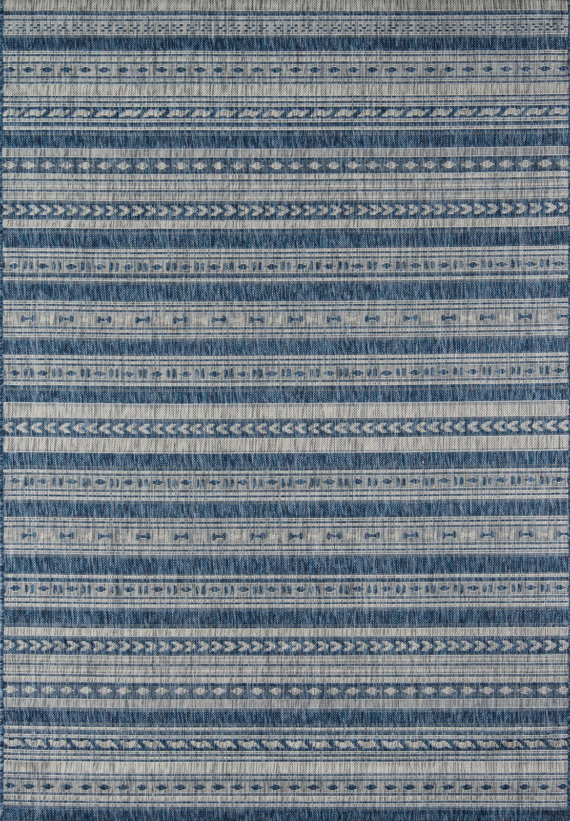 Tuscany Striped Denim Blue/Tan Indoor / Outdoor Area Rug | Wayfair North America