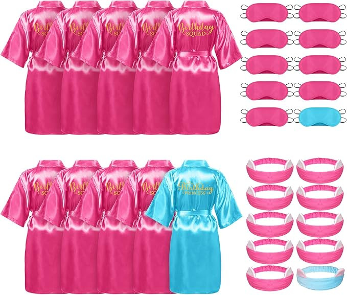 Yahenda 30 Pcs Girls Spa Party Supplies Birthday Princess Robe Birthday Squad Robes Headband Blin... | Amazon (US)