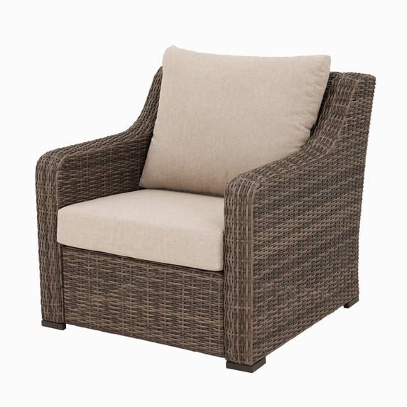 Better Homes & Gardens Hawthorne Park Outdoor Wicker Lounge Chair Set of 2, Beige | Walmart (US)