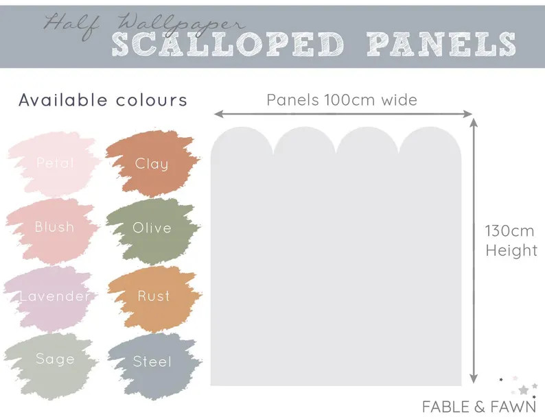 Scollop Wallpaper, Half Wall Wallpaper, Half Wall Paper for Kids Room, Wallpaper, Fable and Fawn ... | Etsy (US)