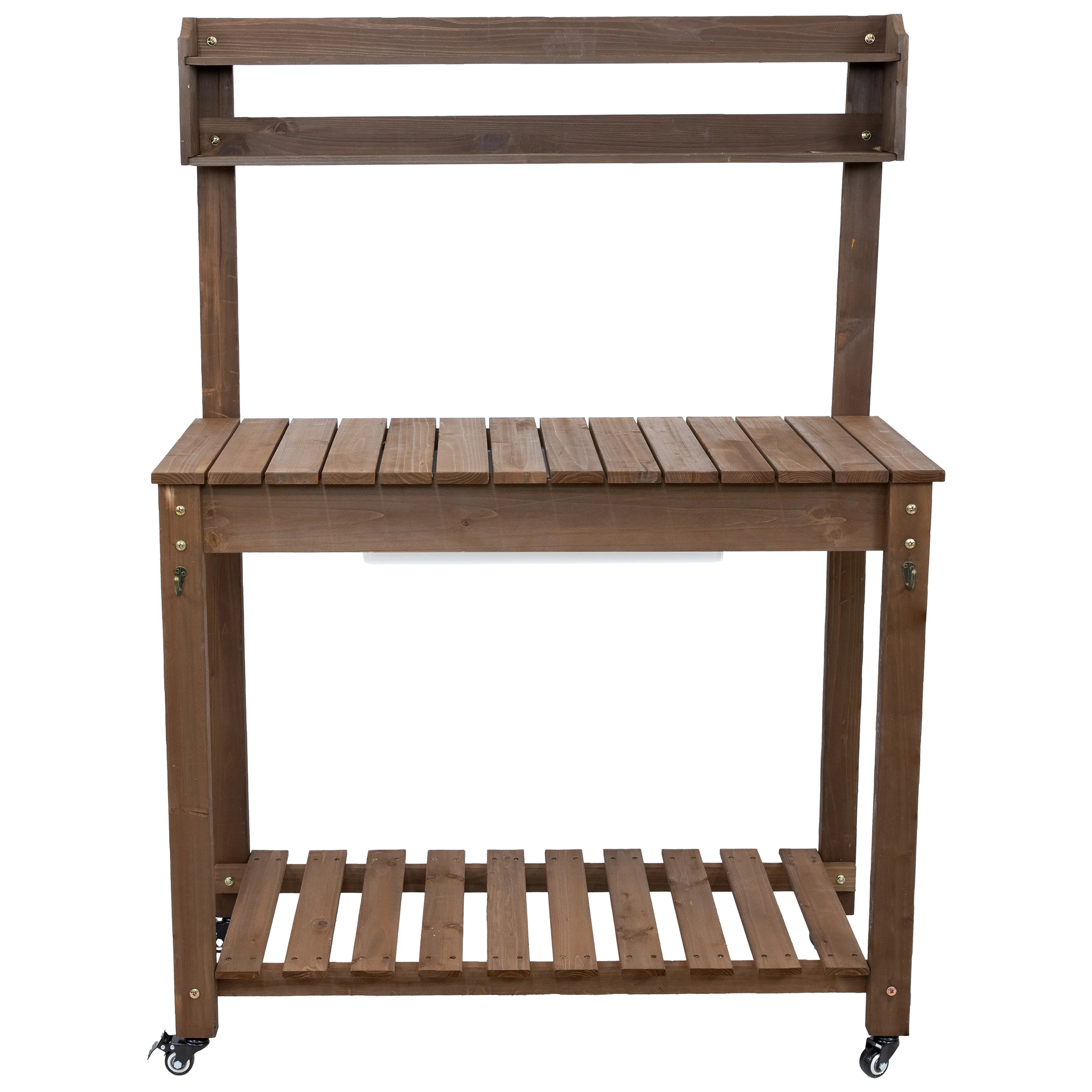 Wheeled Wood Outdoor Potting Bench With Dry Sink - Brown - 39.25" | Wayfair North America