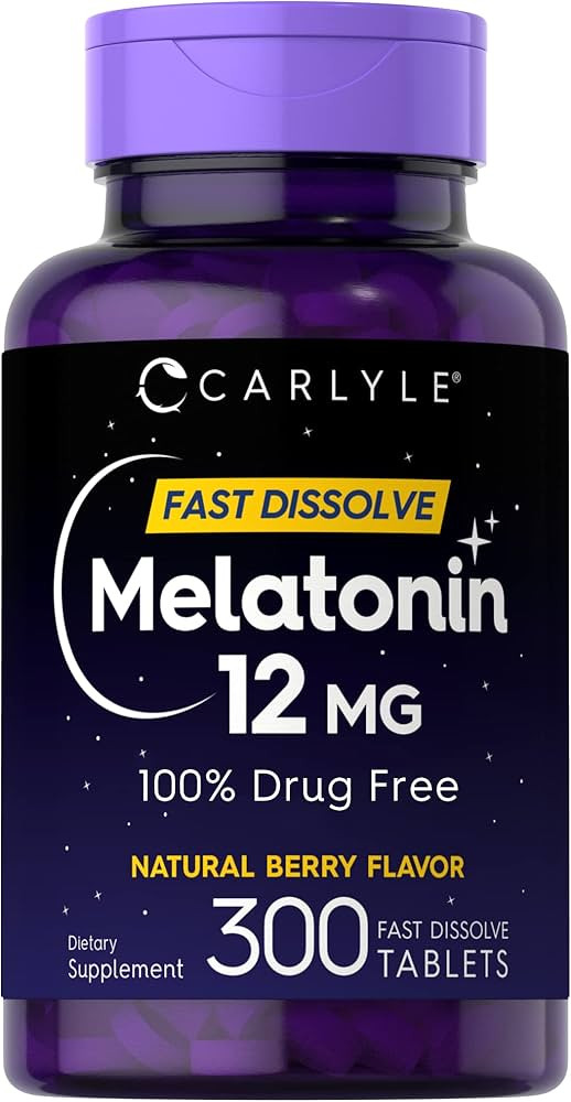Carlyle Melatonin 12 mg Fast Dissolve 300 tablets | Drug Free | Natural Berry Flavor | Vegetarian... | Amazon (US)