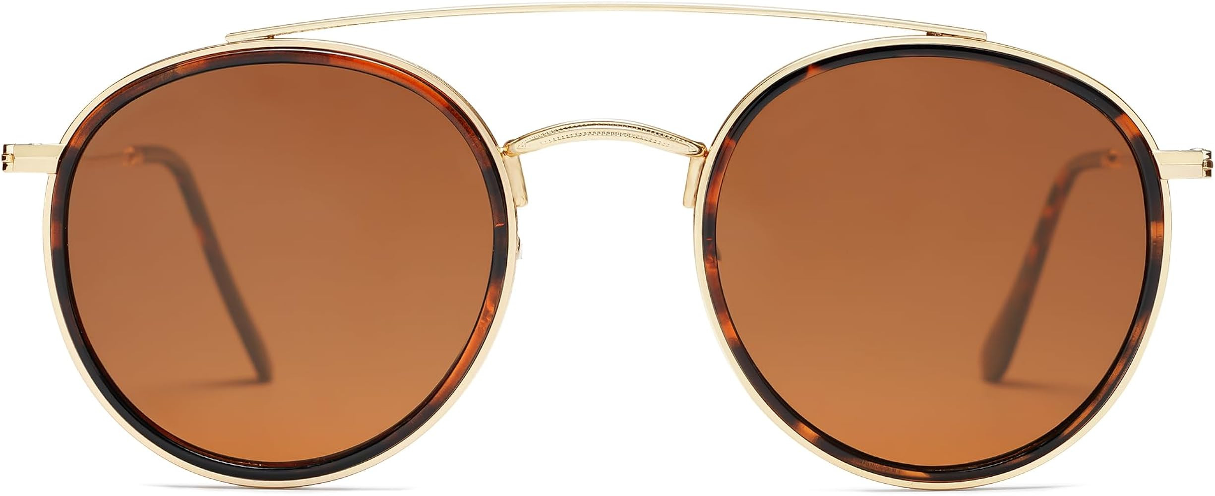 SOJOS Retro Round Double Bridge Polarized Sunglasses for Women Men Vintage Circle UV400 Sunnies S... | Amazon (US)