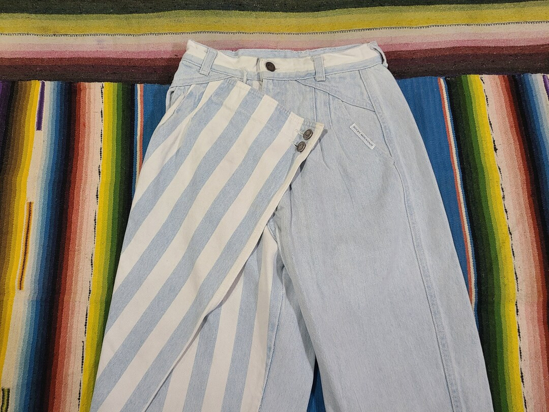 Vintage 80s ROcky Mountain Denim Stripe Side Flap Rodeo Western Cowgirl Pants Jeans Waist: 26 | Etsy (US)