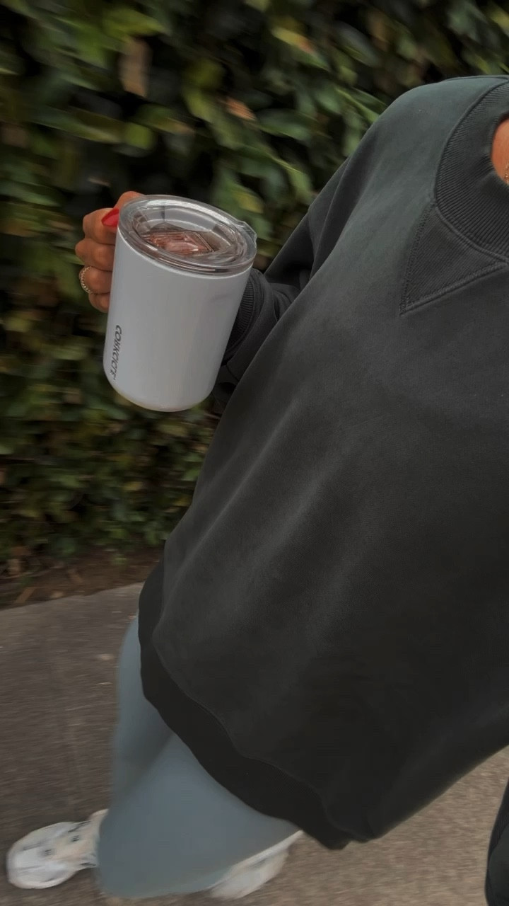 Morning school drop- this forest green sweatshirt is back in stock. 
Wearing a size small (usually an Xs in this brand) 

#LTKOver40 #LTKActive