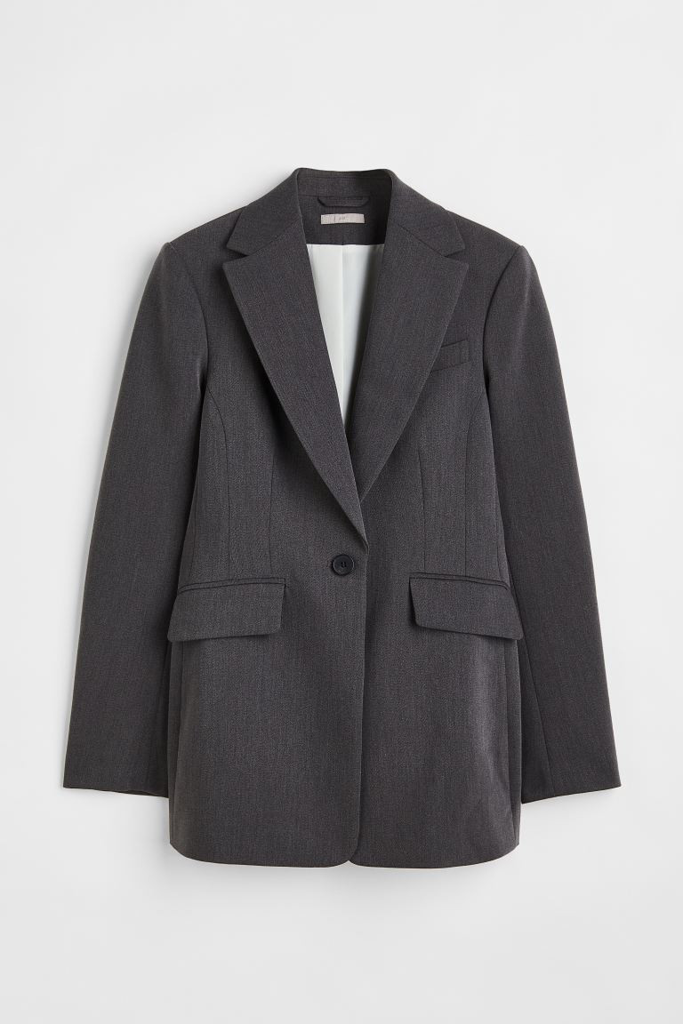 Fitted blazer - Dark grey - Ladies | H&M GB | H&M (UK, MY, IN, SG, PH, TW, HK)