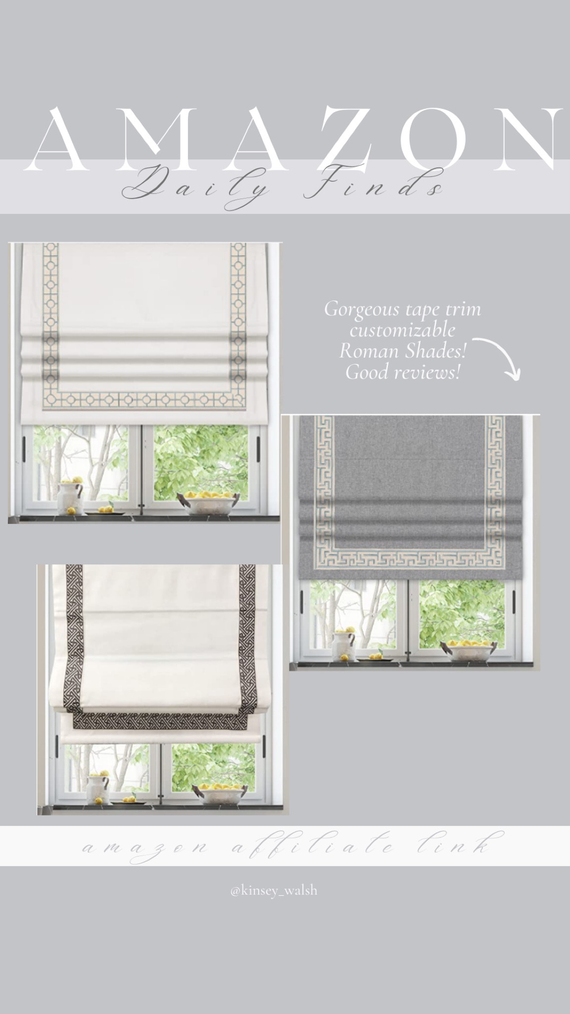 Amazon Roman shades with tape trim 

#LTKhome #LTKstyletip #LTKsalealert