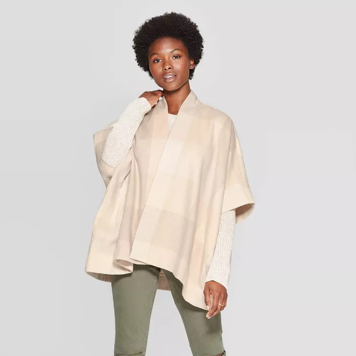 Women's Plaid Ruana - Universal Thread™ Cream | Target