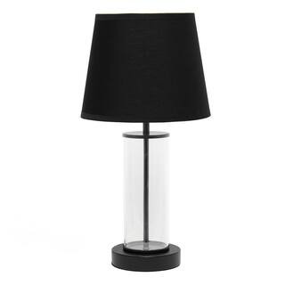 16.93 in. Black Encased Metal Glass Table Lamp | The Home Depot