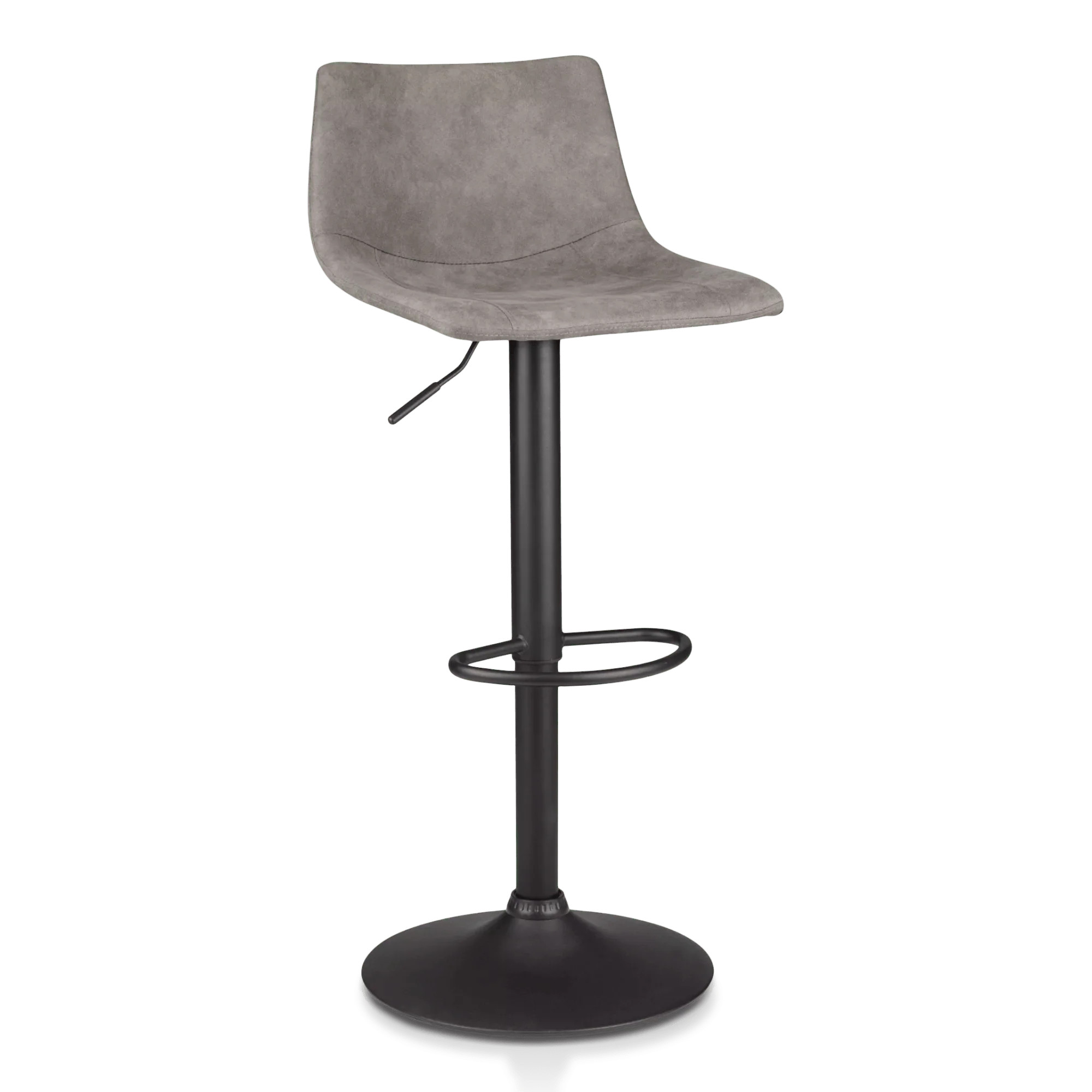 Grey Textured Faux Leather & Metal Adjustable Bar Stool | Bouclair