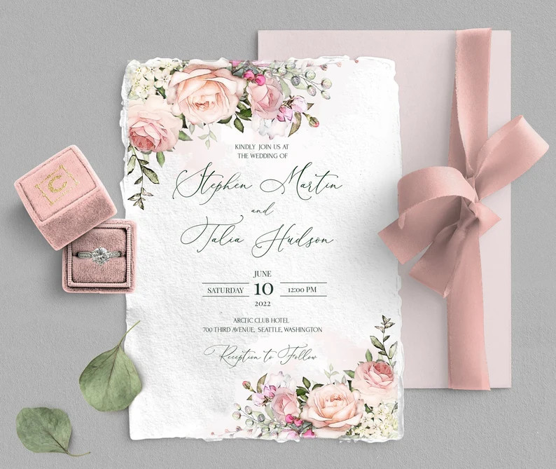 TEA ROSE Electronic Invitation Blush Pink Flowers Smartphone - Etsy | Etsy (US)