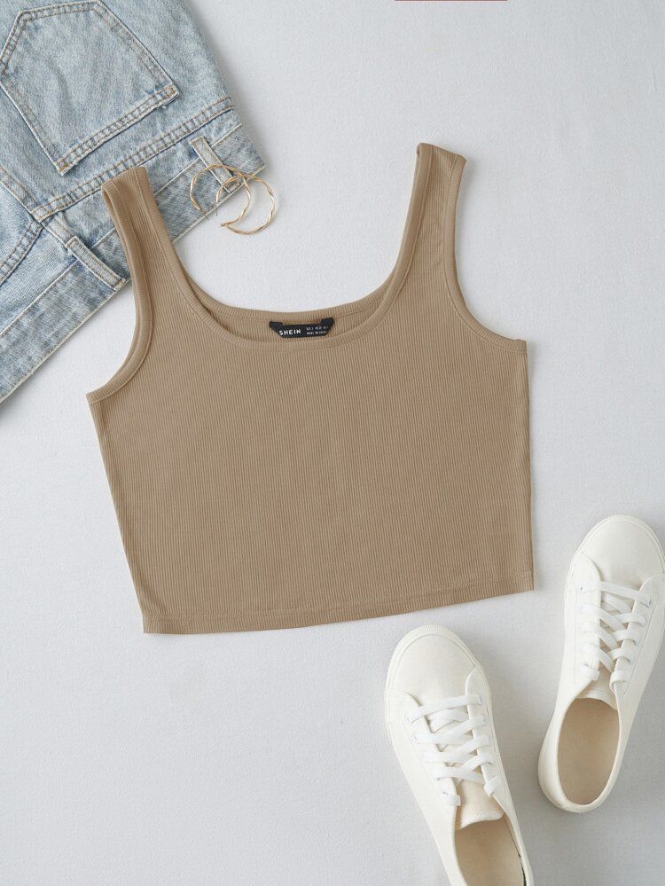 Rib-knit Crop Tank Top | SHEIN