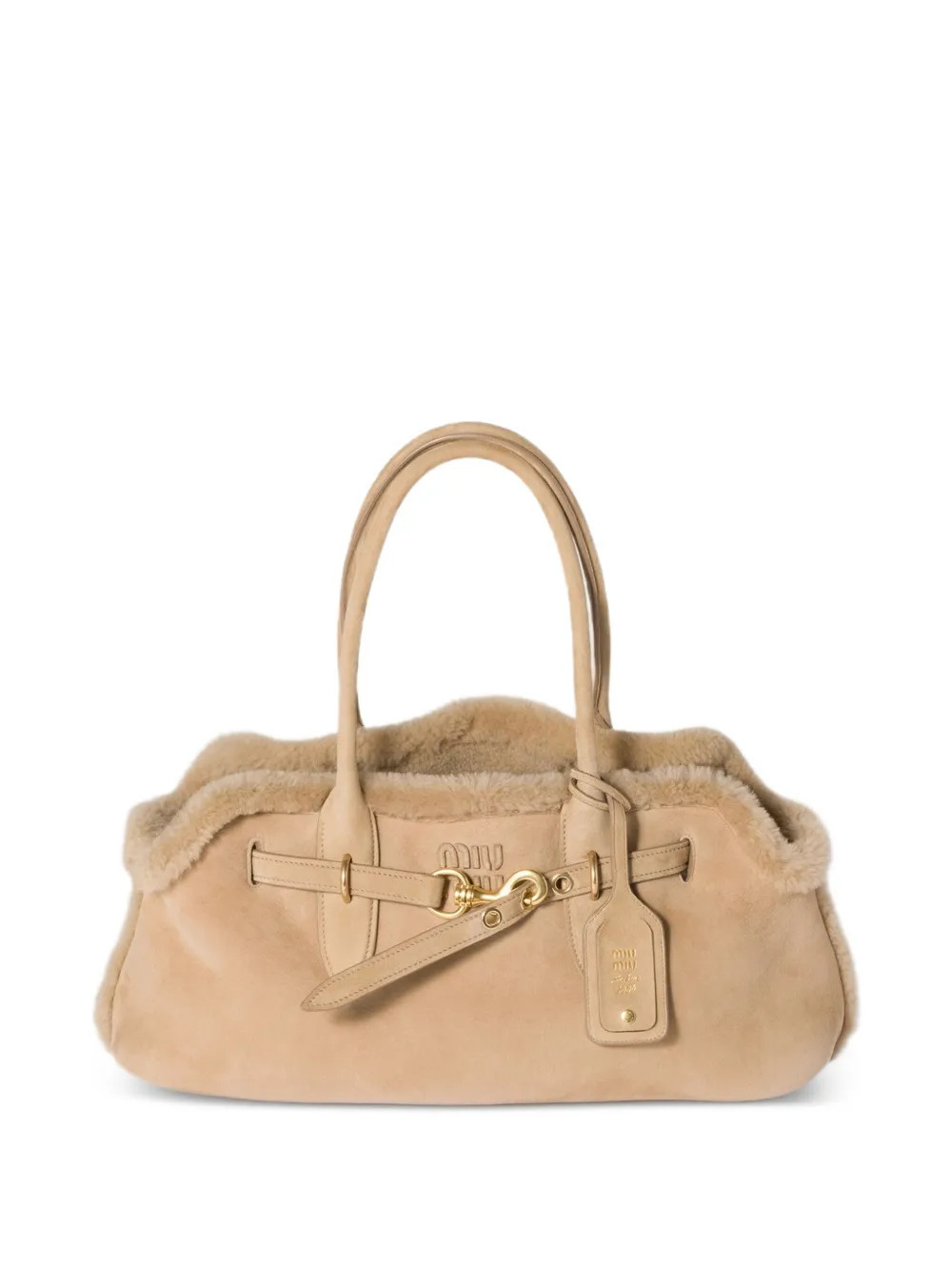 Miu Miu Aventure shearling tote bag - Brown | Farfetch Global