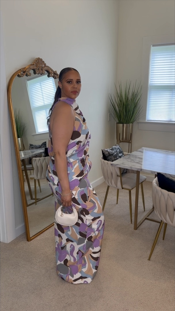 Love this purple print dress! 
