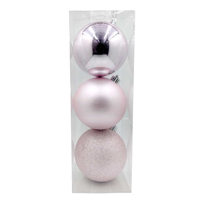 3-Count Pink Glittered Shatterproof Ornaments, 5.9" | At Home