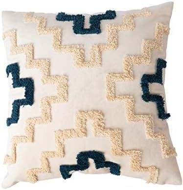 YayBesh Decorative Cream White Throw Pillow Cover 18 X 18 Boho Tufted Soft Plush Geometric Patter... | Amazon (US)