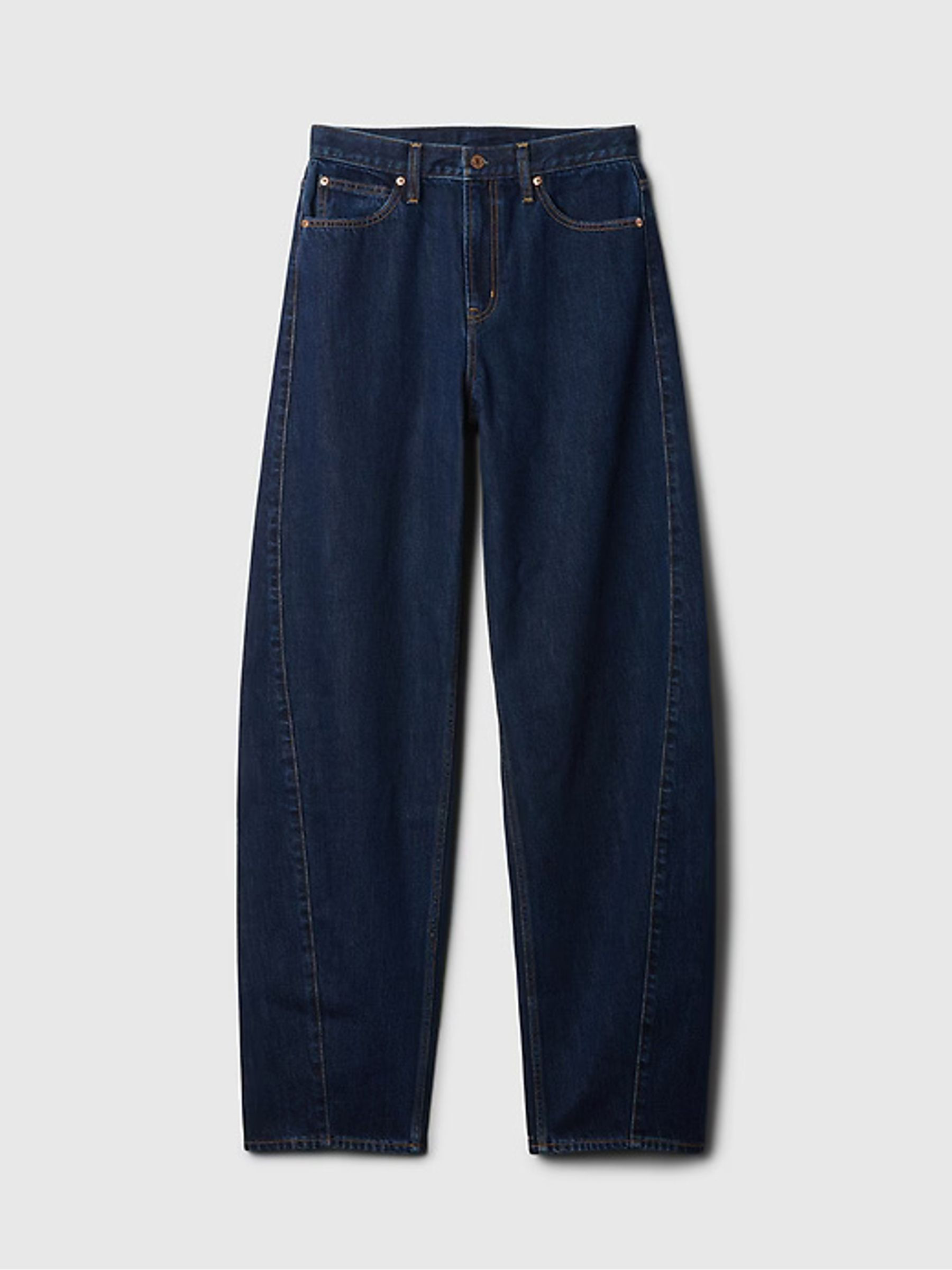 Dark Indigo Blue High Waisted Barrel Jeans | Gap | GAP UK