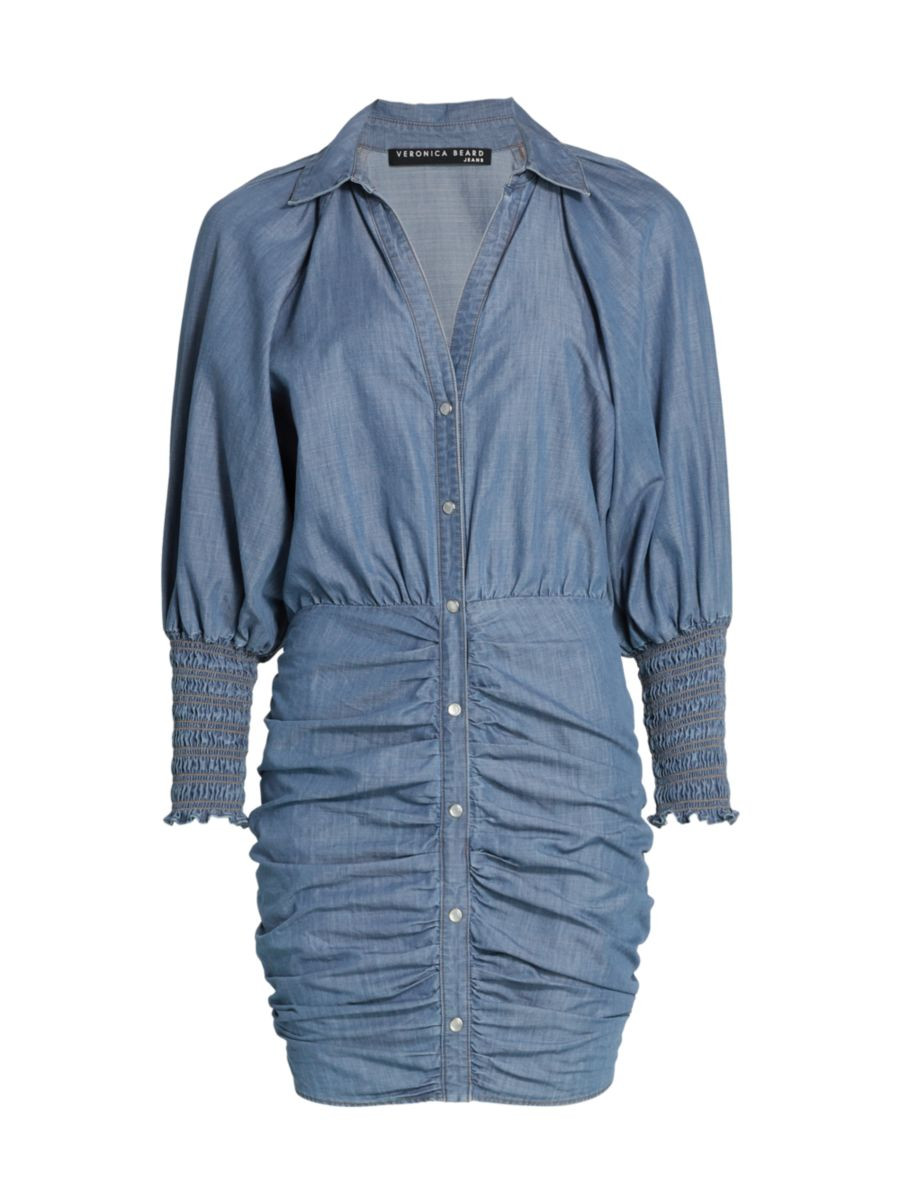Allie Ruched Chambray Minidress | Saks Fifth Avenue