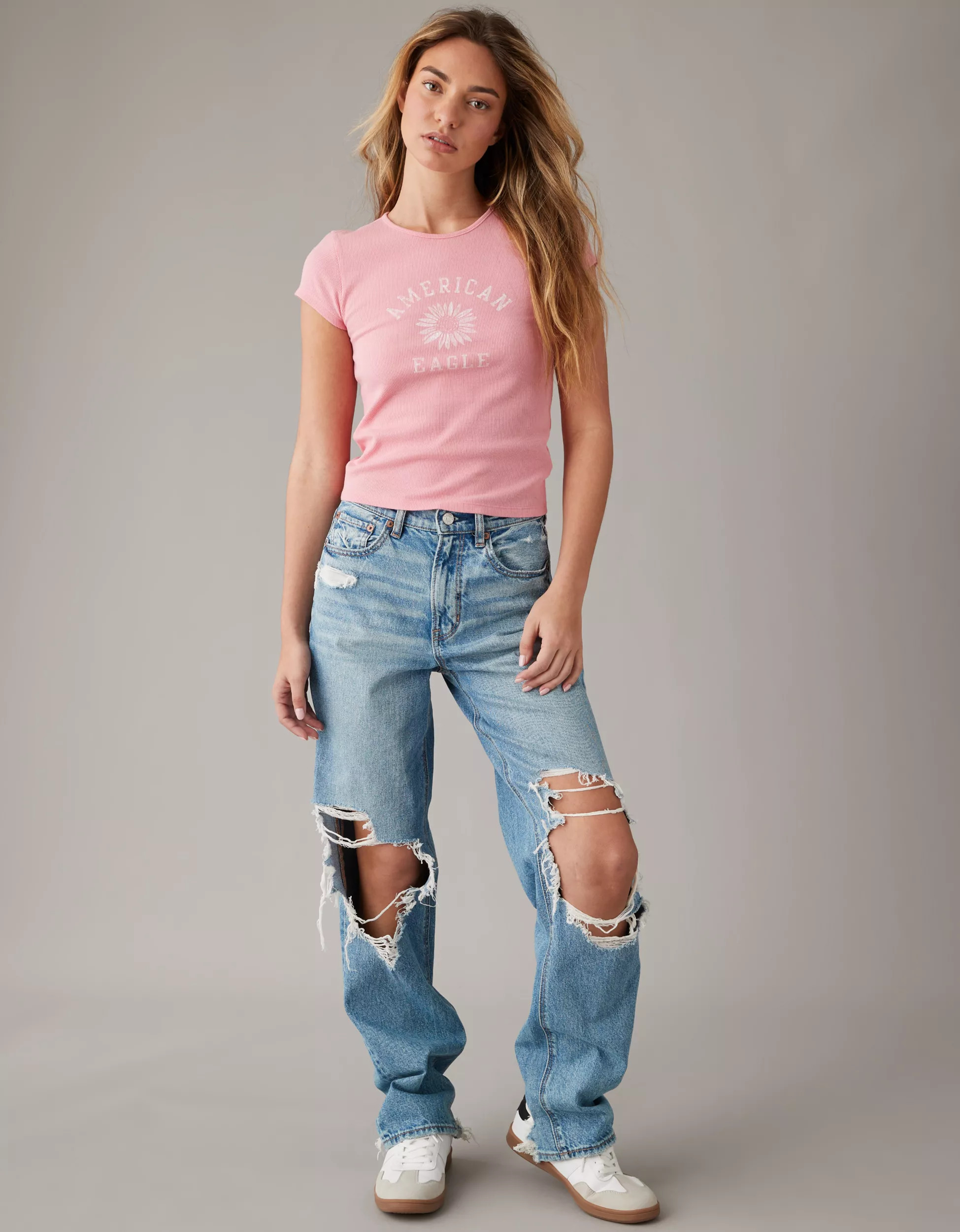 AE Hey Baby Short-Sleeve Ribbed Tee | American Eagle Outfitters (US & CA)