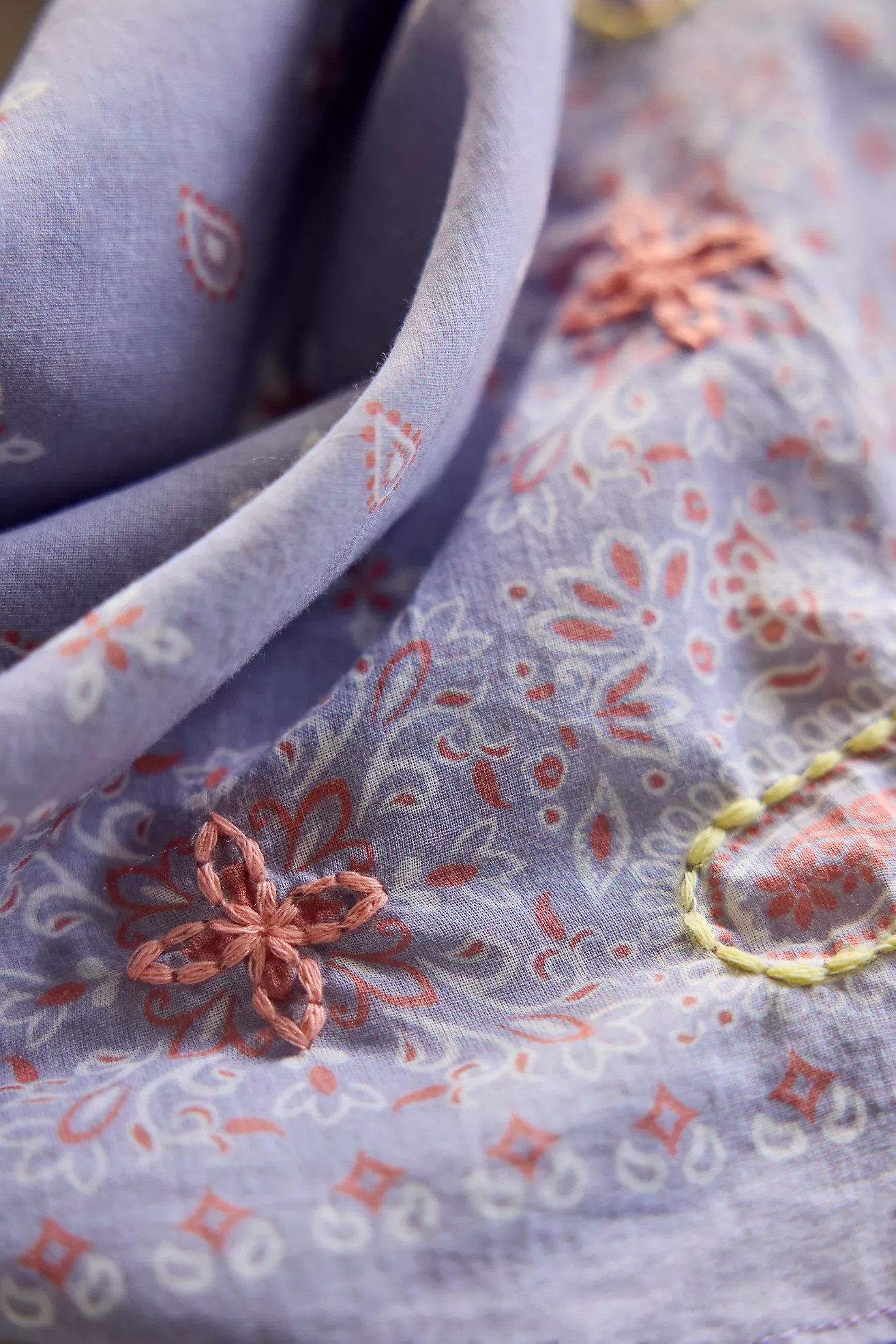 Embroidered Paisley Cotton Bandana | Anthropologie (US)