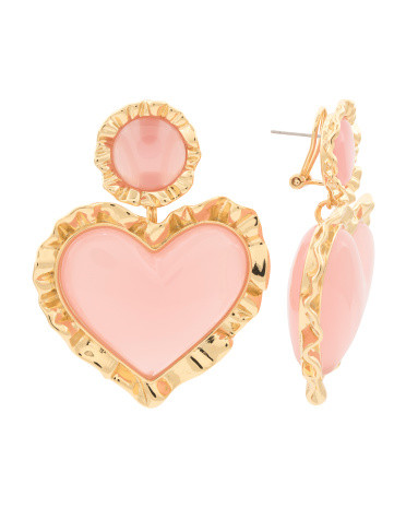 Heart Ruffle Drop Earrings | TJ Maxx