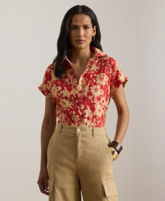 Lauren Ralph Lauren Women's Floral Print Collared Shirt - Macy's | Macy's