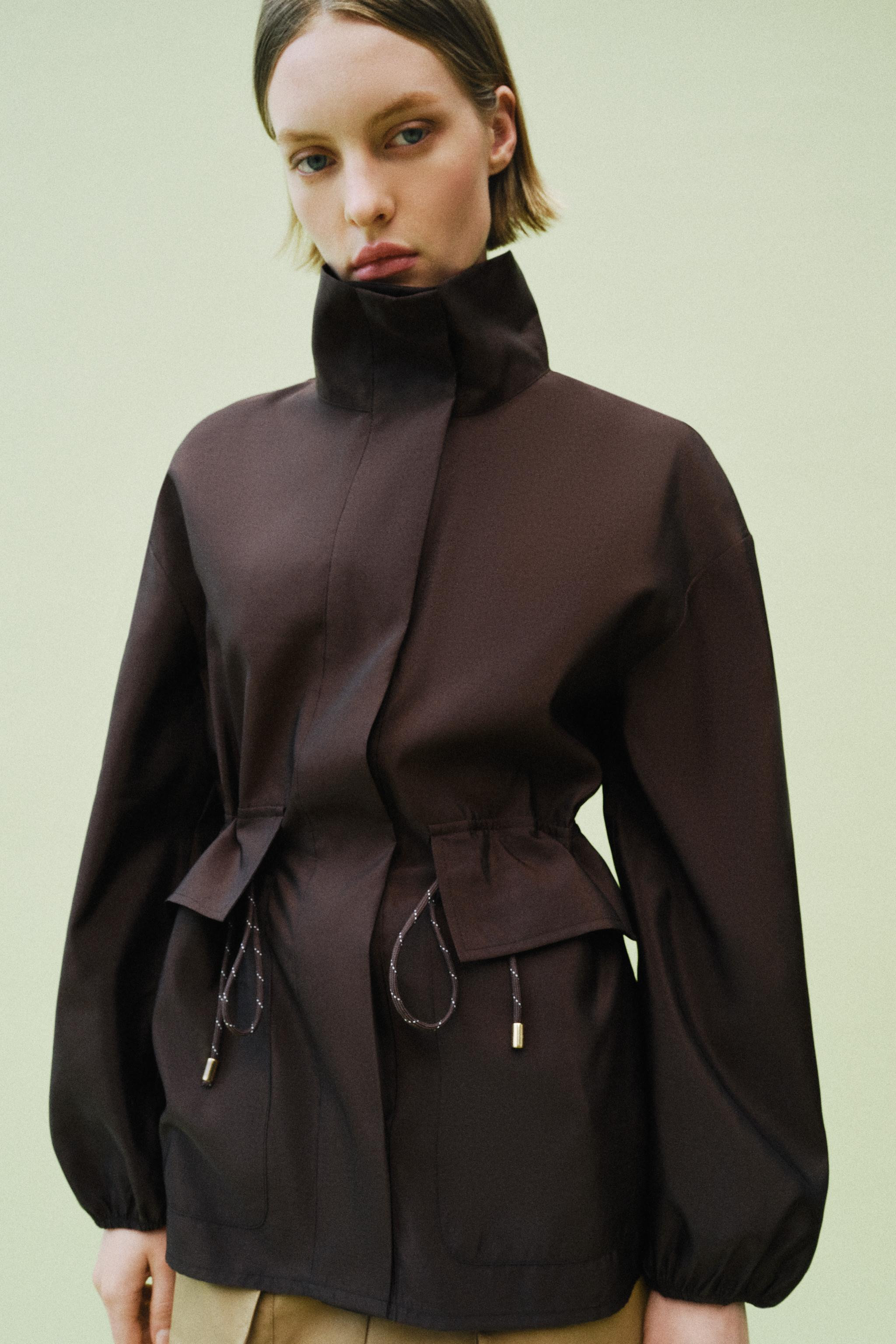 HIGH COLLAR JACKET WITH ADJUSTABLE WAIST | Zara US