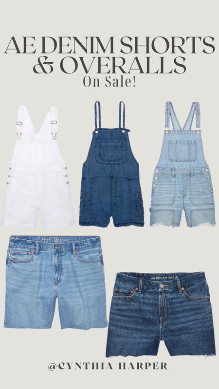 American Eagle denim shorts and overalls. Perfect for spring and summer. And all on sale! 
