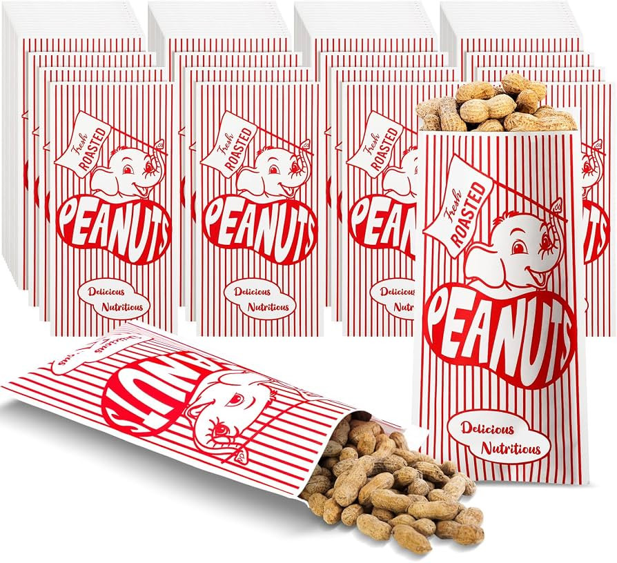 Marspark 100 Pcs 3.5 x 7 Inch Papers Peanut Bags for Party Bulk Baseball Carnival Fresh Roasted W... | Amazon (US)