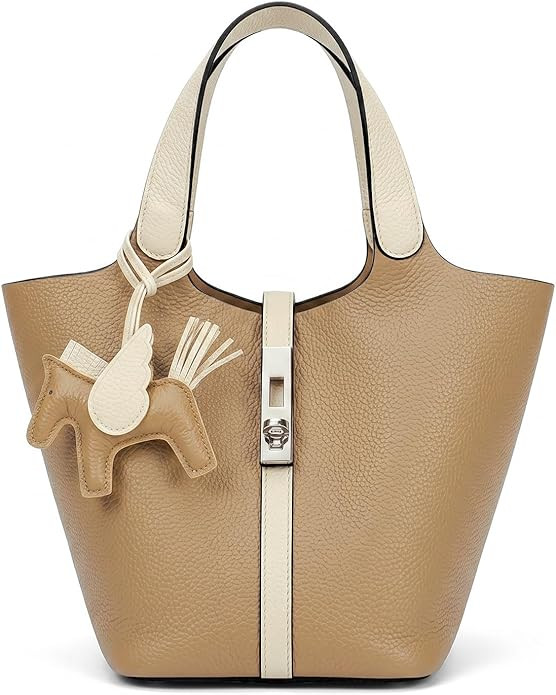Tote Bag for Women Vegan Leather Bucket Purse for Women Top Handle Handbag Shoulder Bag with Deta... | Amazon (US)