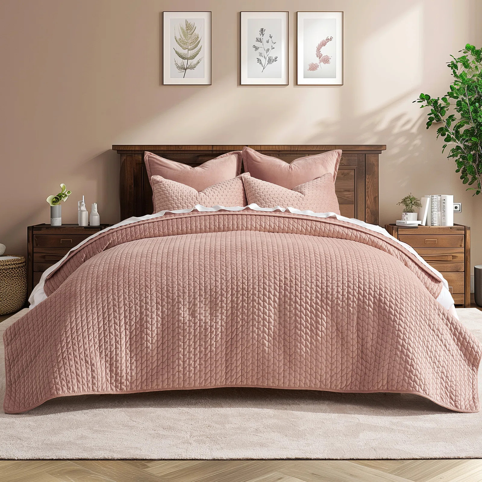 Cross-Stitch Velvet Quilt Set 3 Pieces | Wayfair North America
