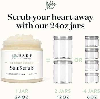 Bare Botanics Coconut Vanilla Body Scrub 24oz | Made in Madison, WI | All Natural Sea Salt Exfoli... | Amazon (US)