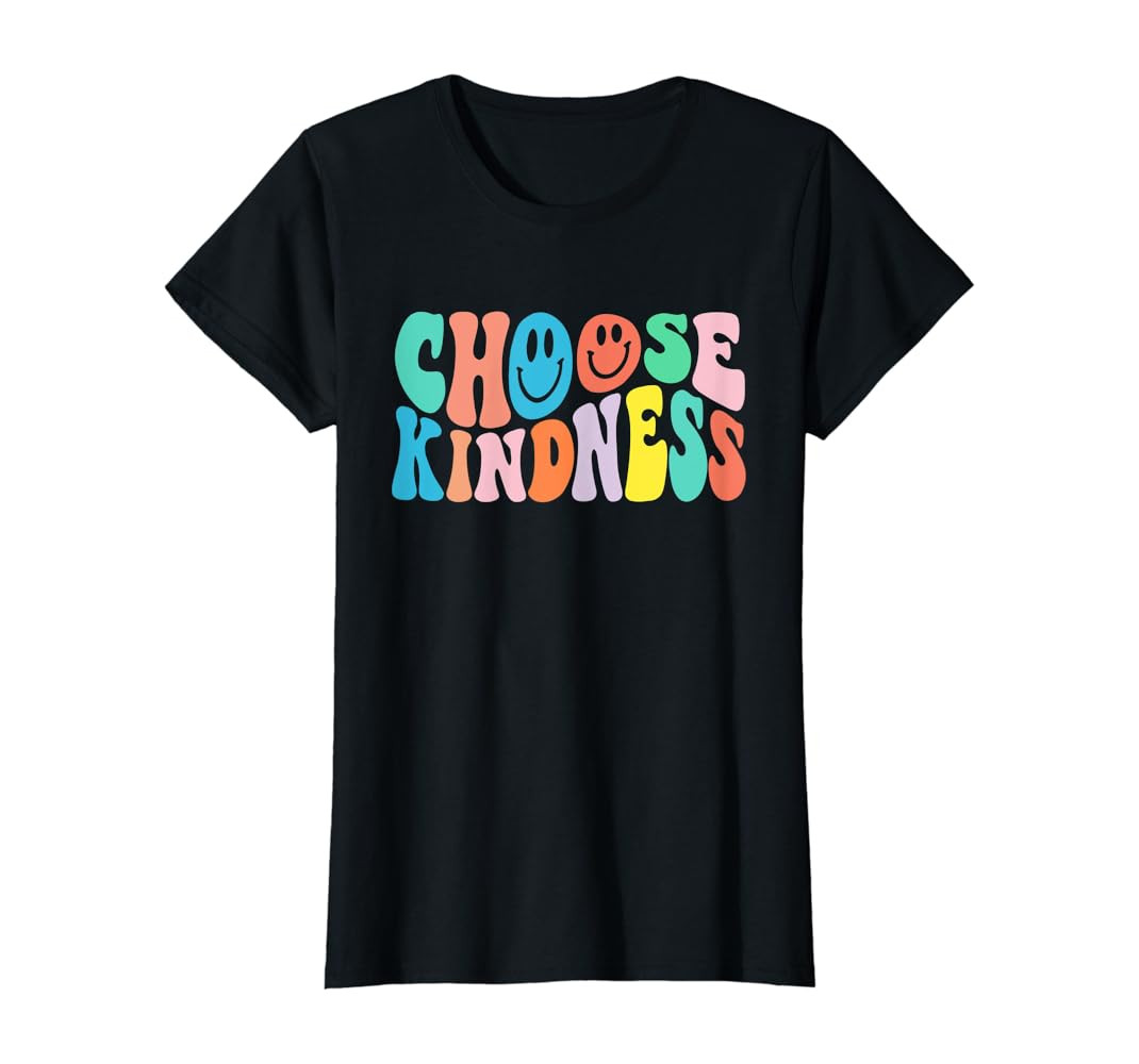 Retro Groovy Choose Kindness - Be Kind Inspirational Teacher T-Shirt | Amazon (US)