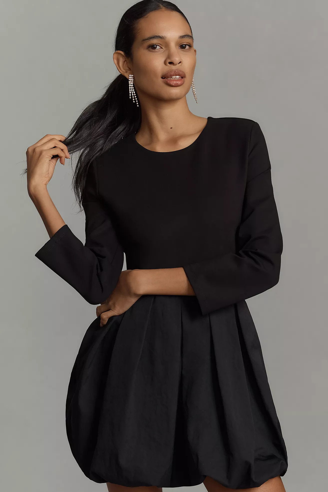 English Factory Long-Sleeve Twofer Bubble Mini Dress | Anthropologie (US)