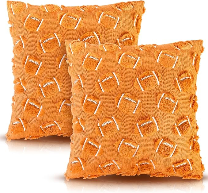 Eyourlife Football Pillow Covers 18x18 Set of 2 Football Decorations Winter Rust Foot Ball Throw ... | Amazon (US)