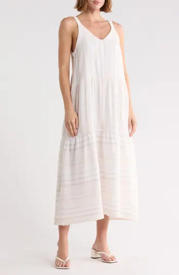 Splendid Wynona Midi Dress in Fawn Beige Stripe at Nordstrom Rack, Size Large | Nordstrom Rack
