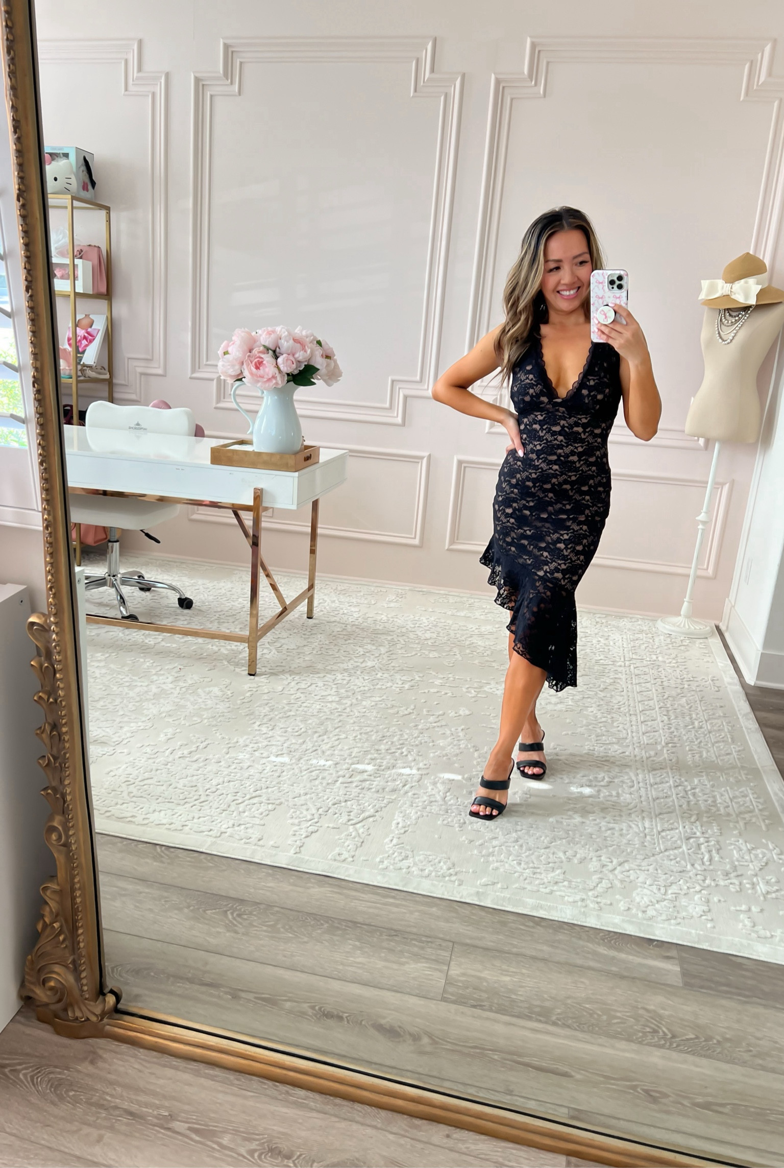 This black lace asymmetrical hem dress is on sale for under $33! Wearing size XS 

#LTKSaleAlert #LTKFindsUnder50 #LTKParties